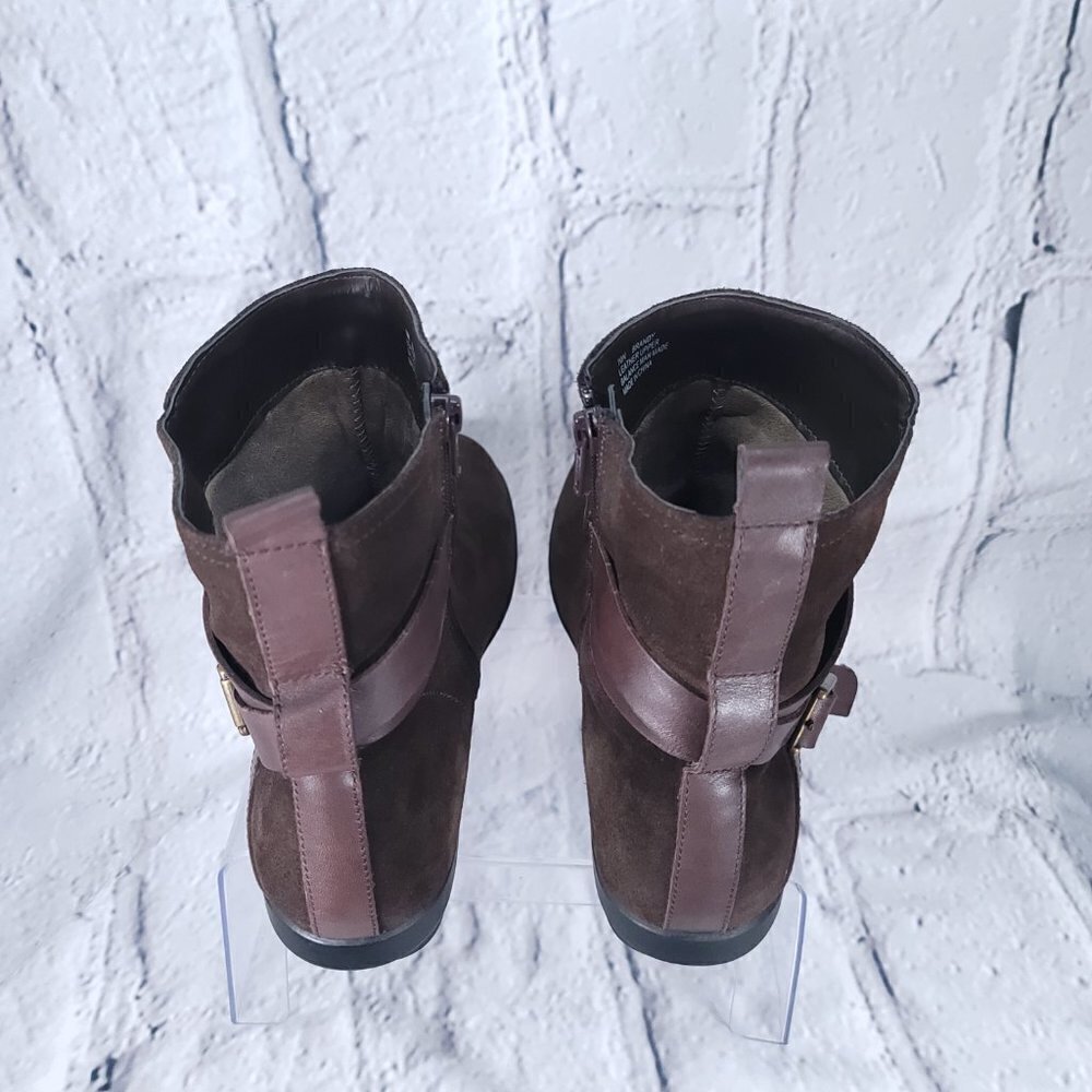 Array Brandy Womens Sz 10 Brown Suede‎ Leather Ankle Boot Booties Classy Chic - Picture 6 of 11